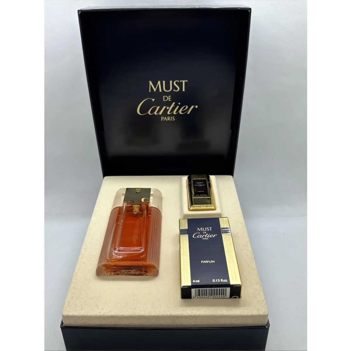 Vtg Must de Cartier 50ml Eau de Toilette Spray 4ml Pure Parfum 2PC Gift Set