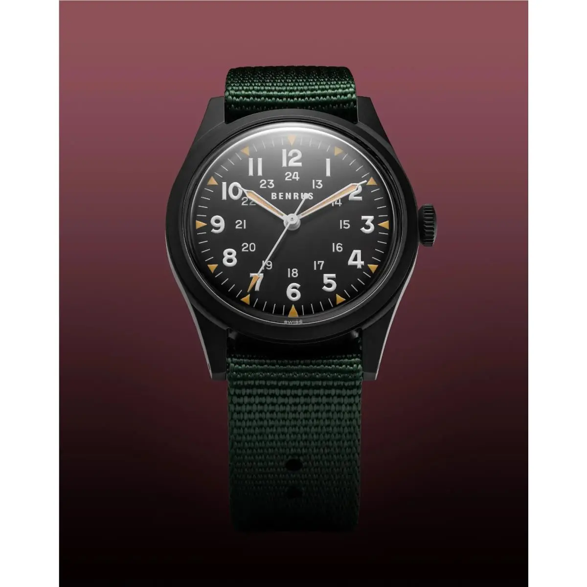 Dtu Phantom 38mm Swiss Automatic Eta 2892 Black Pvd Field Watch by Benrus