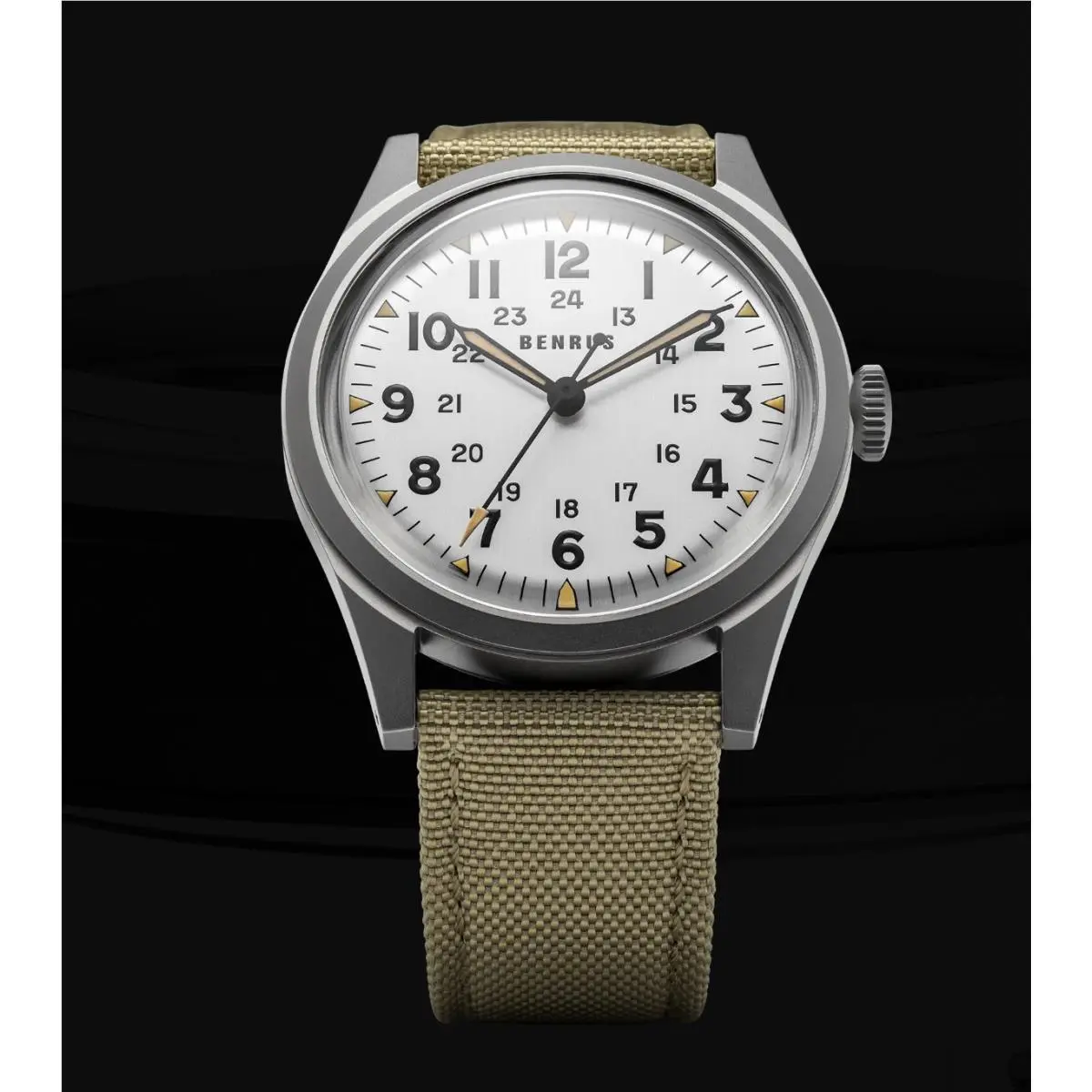 Dtu White Dial Swiss Automatic Field Watch 38mm Sapphire Crystal Eta 2892 by Benrus