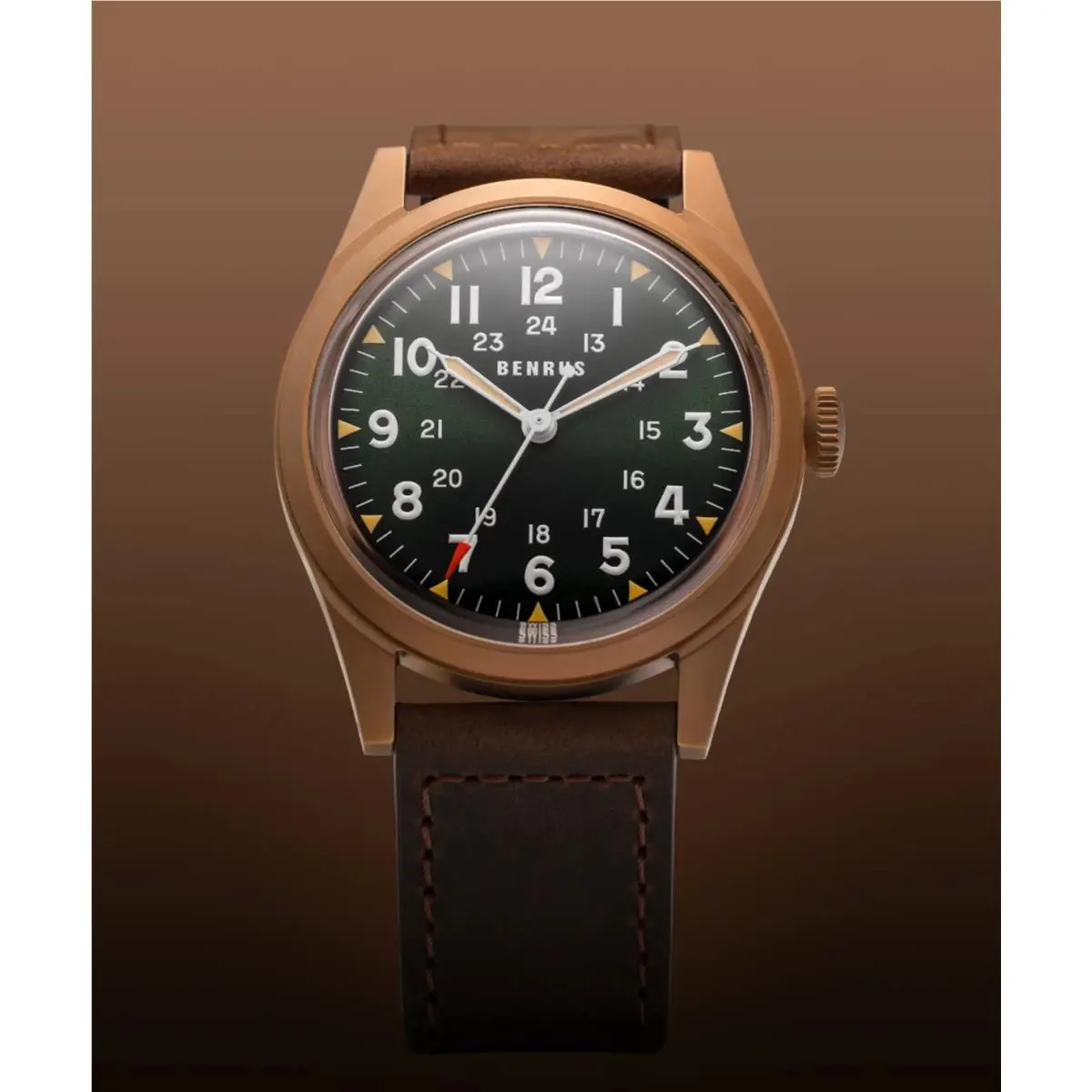 Dtu UB Green Dial 38mm Swiss Automatic Eta 2892 Sapphire Military Watch by Benrus