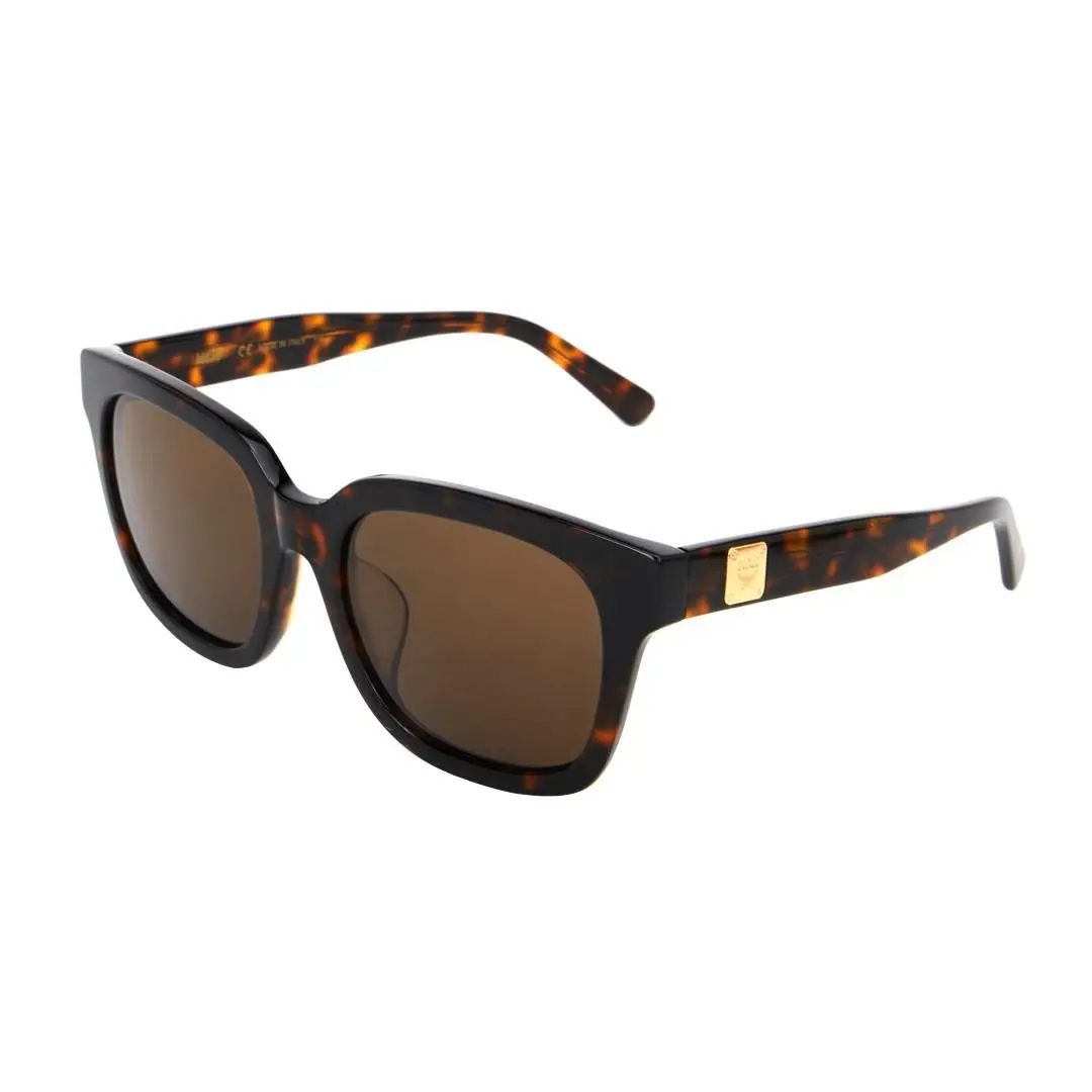Mcm Women`s Square Sunglasses MCM610SA-214 Havana with Gold Emboss