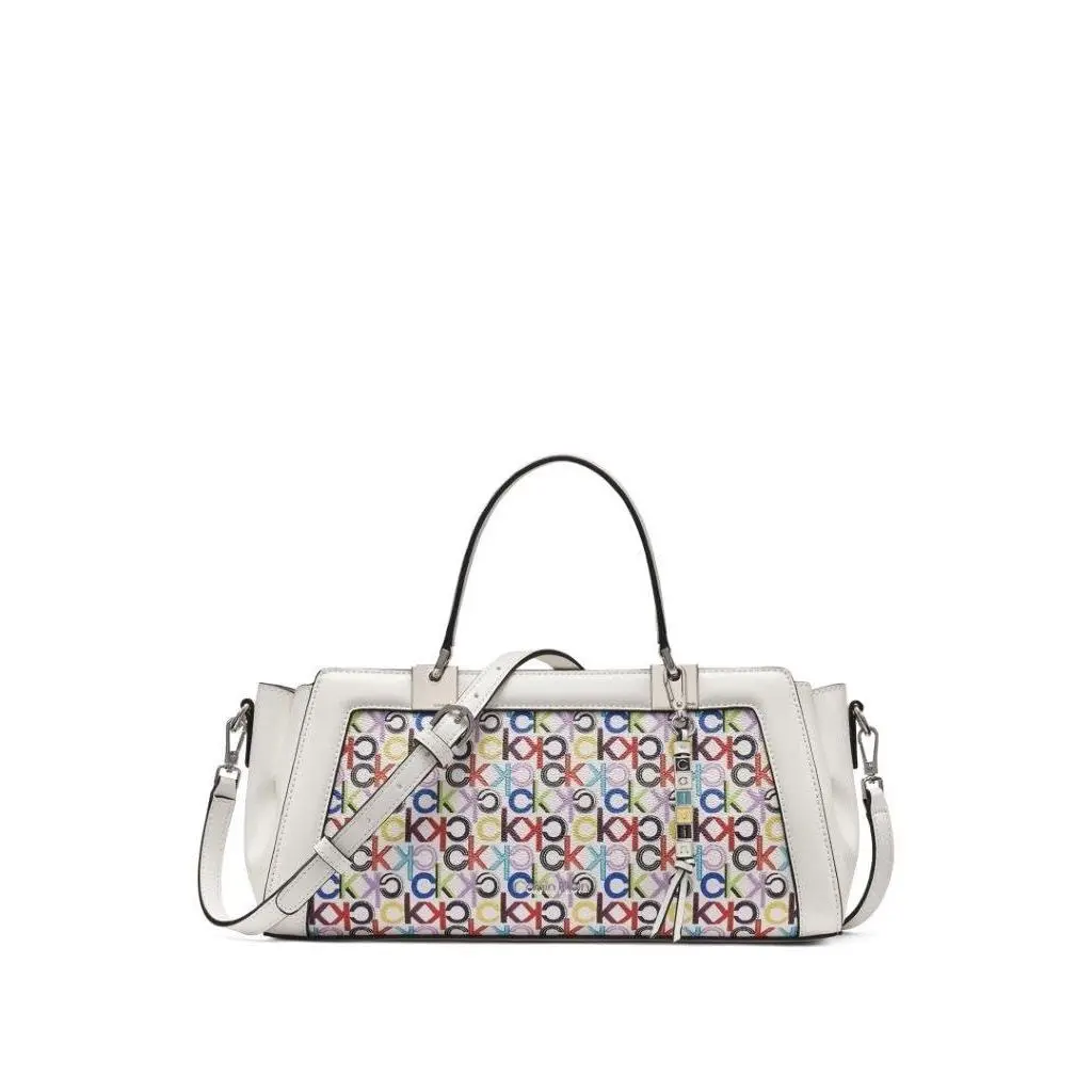 Calvin Klein Jean Organizational Satchel White Multi One Size Multi
