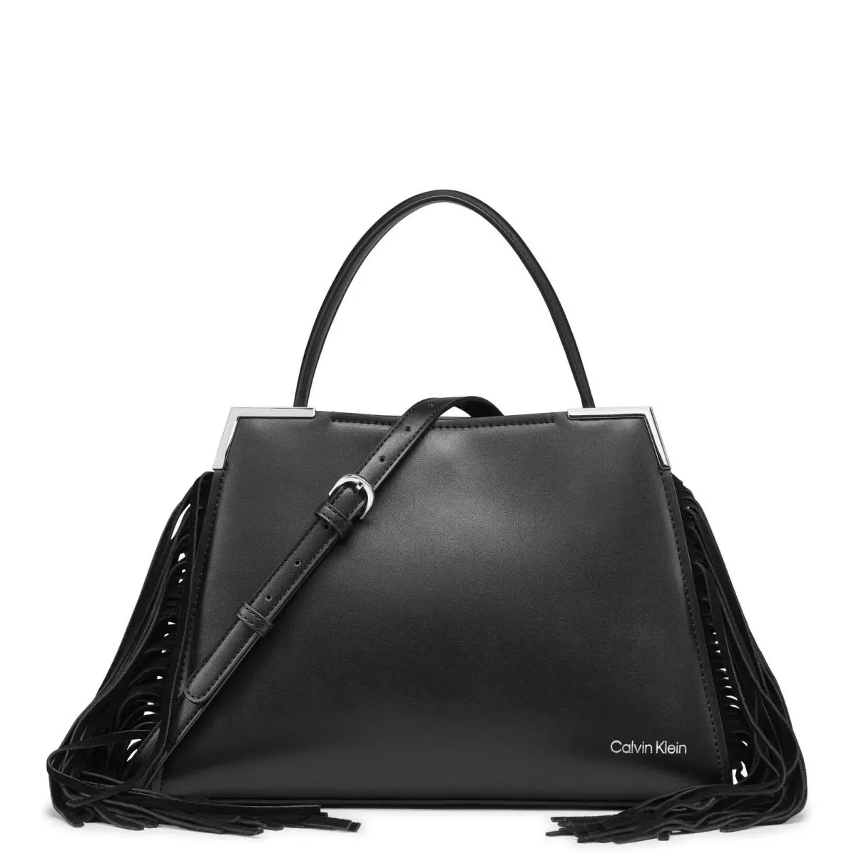 Calvin Klein Mica Triple Compartment Satchel One Size Black/silver Fringe