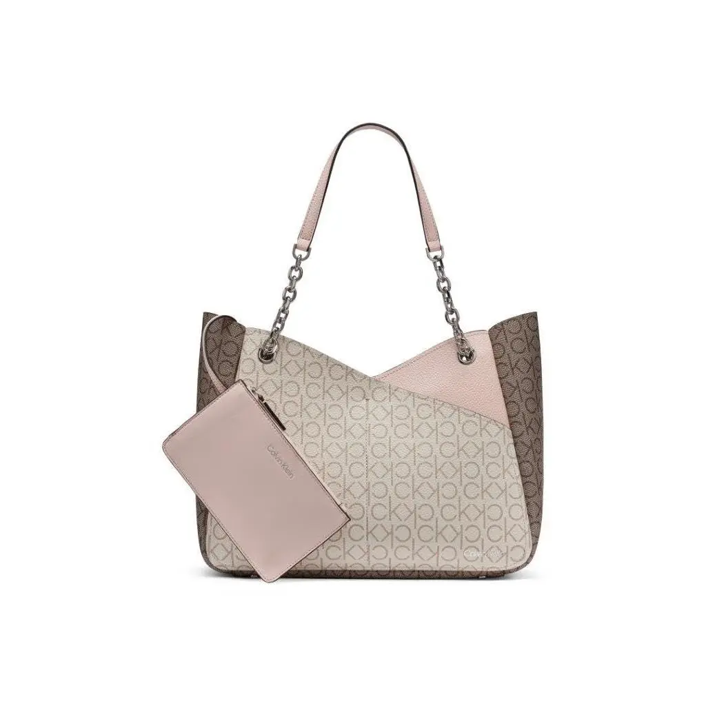 Zoe Chain Tote One Size Vanilla/khaki/petal/amlond/taupe by Calvin Klein