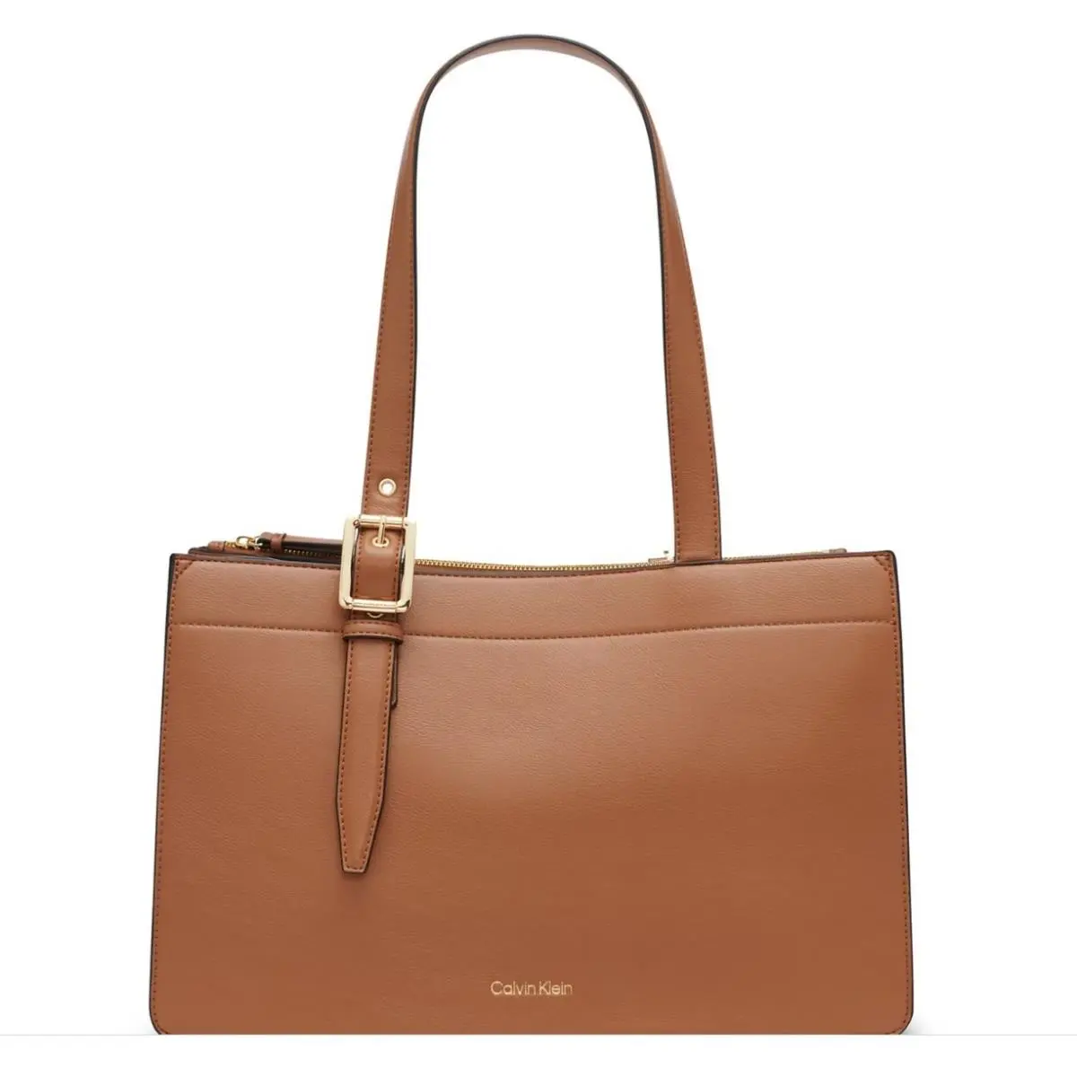 Calvin Klein Havana Faux-leather Organizer Women`s Tote Bag - Camel / Tan