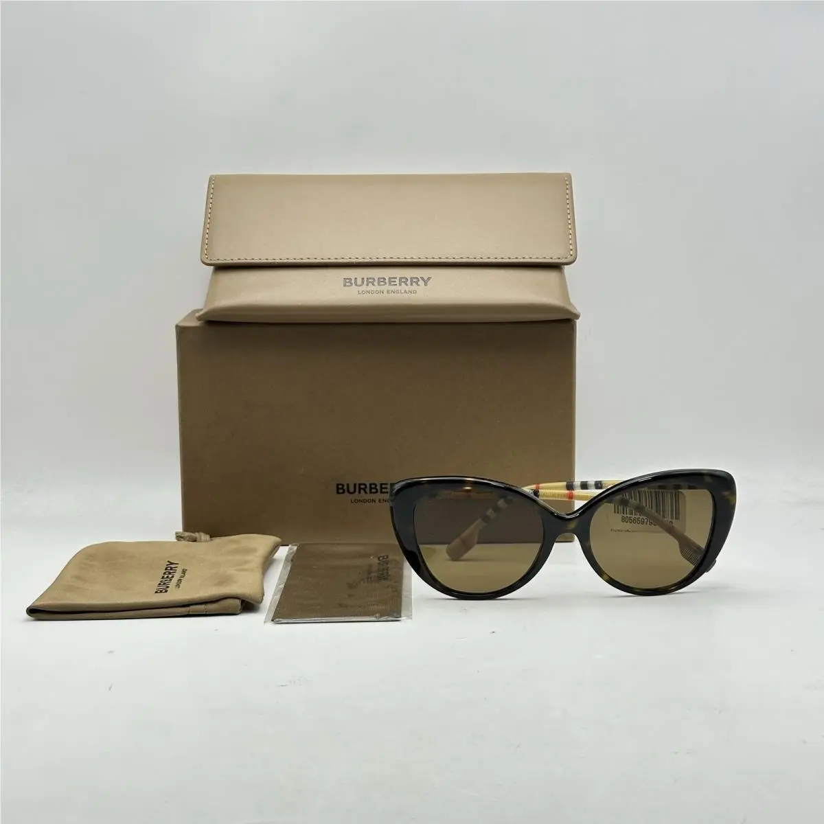 Burberry Oversize Thin Phantos Cat Eye Polarized Sunglasses BE4407 Dark Havana