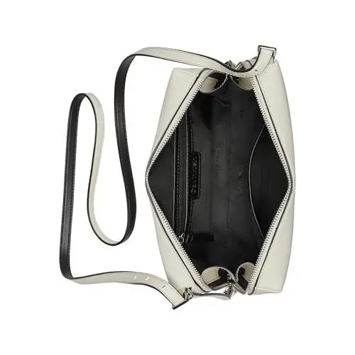 Calvin Klein Lowen Top Zip Crossbody White/black One Size - Cherub White