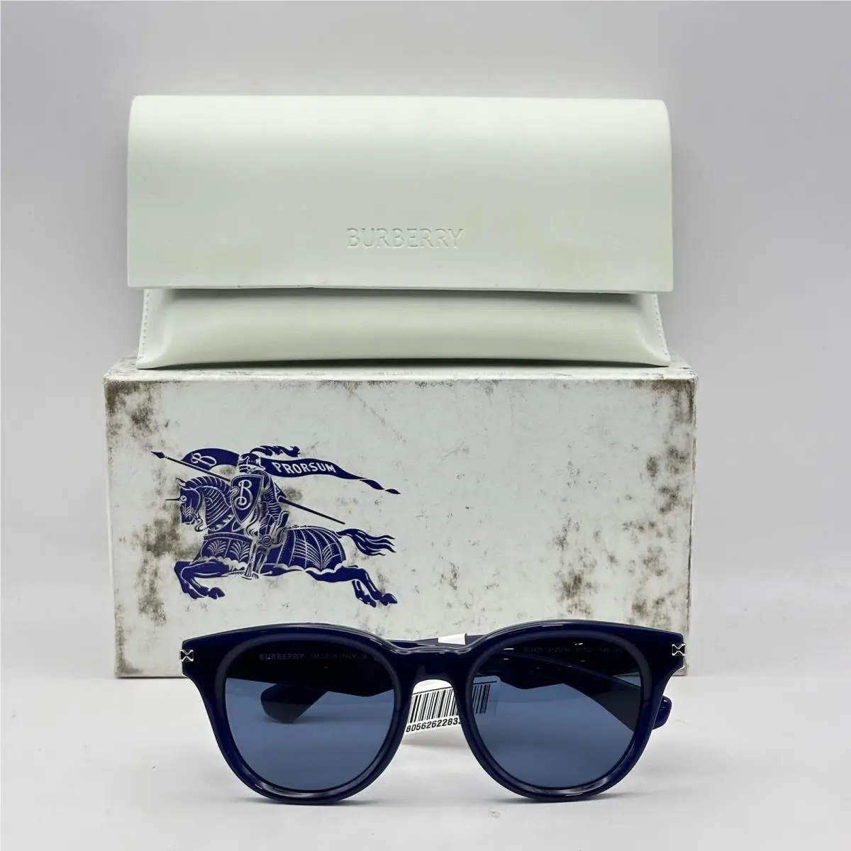 Burberry Unisex Round Thick Full Rim Sunglasses BE4439 Blue/blue