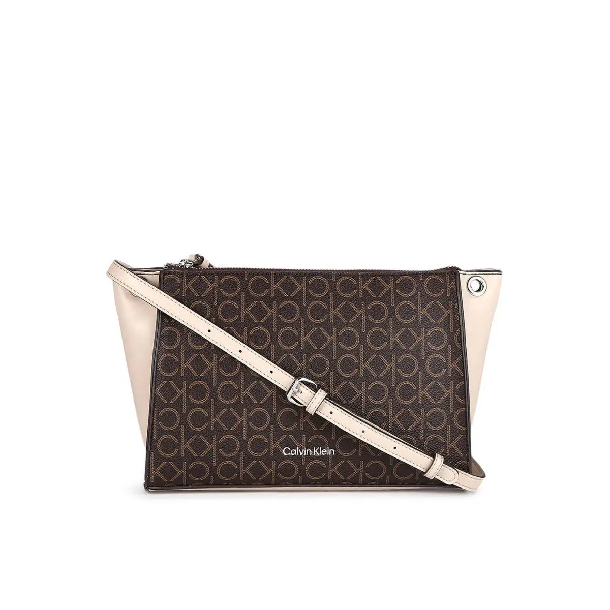 Calvin Klein Reyna Crossbody One Size Brown/khaki/mushroom Logo - brown khaki mushroom logo
