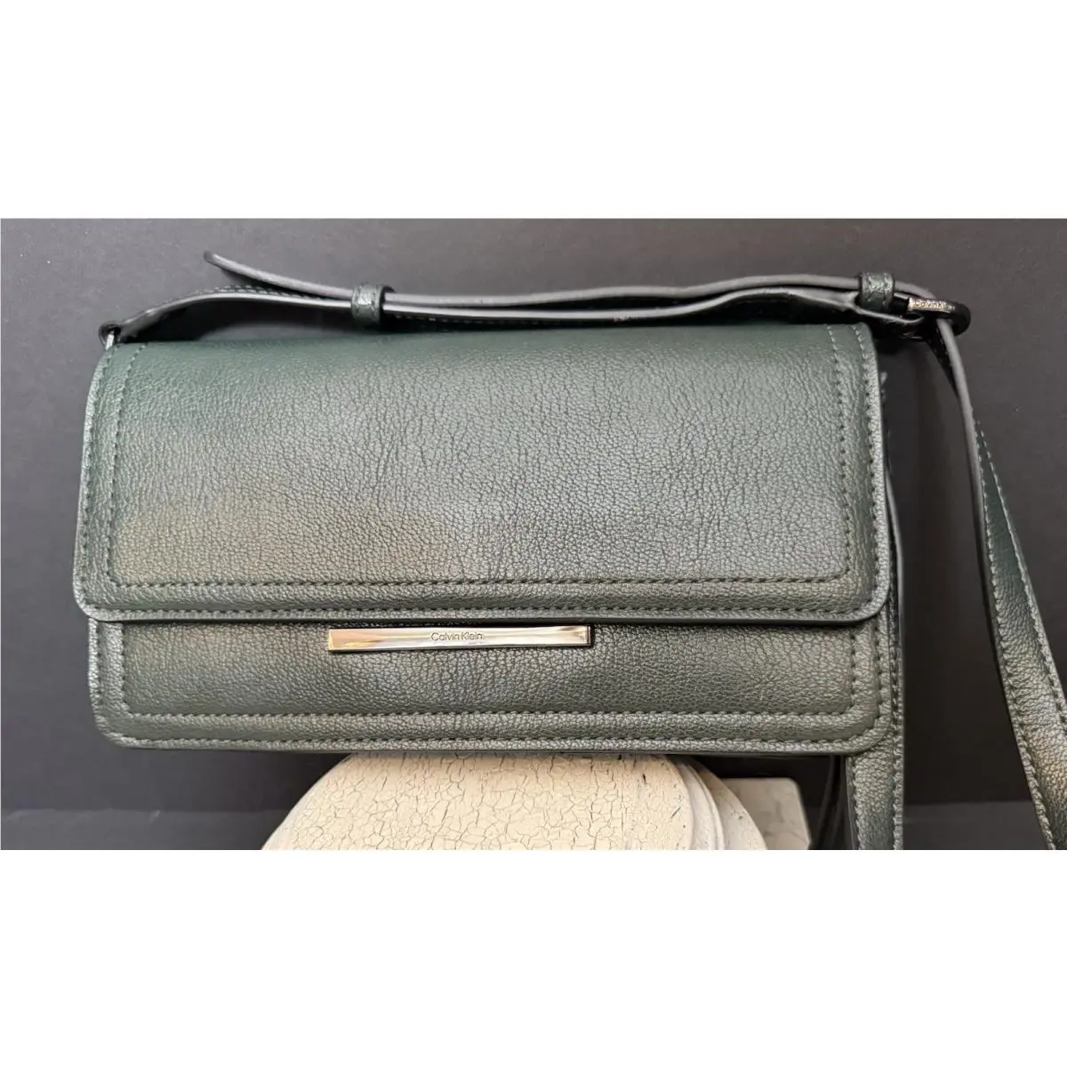 Calvin Klein Lowen Crossbody Bag Deep Forest Green Flap Purse H4GEDMU4