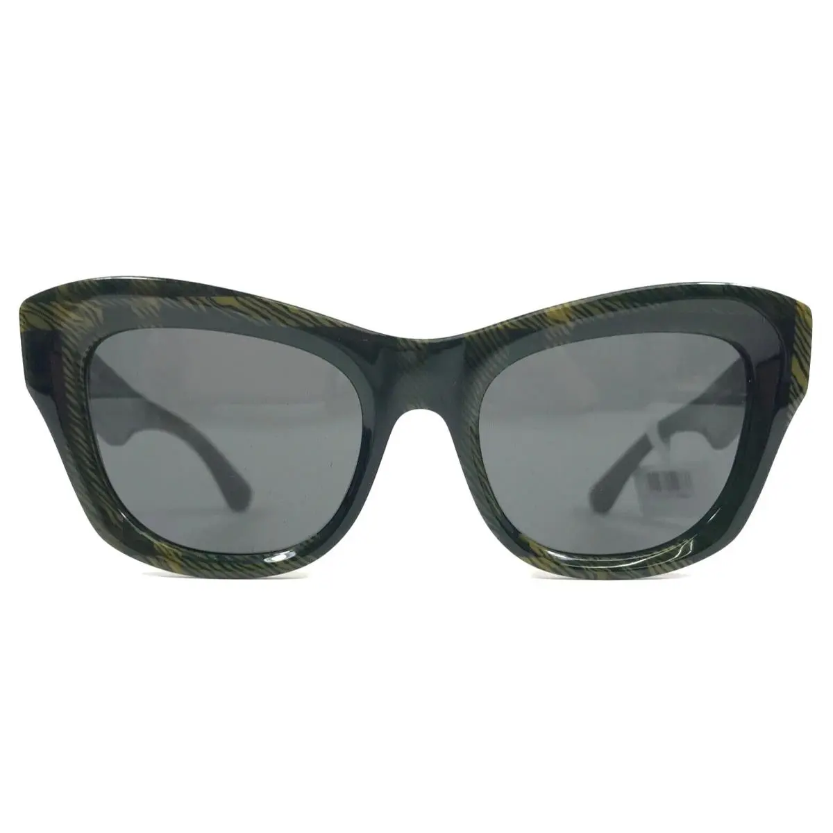 Burberry Sunglasses B4442-U 4125/87 Nova Check Green Brown Black w/ Grey Lenses