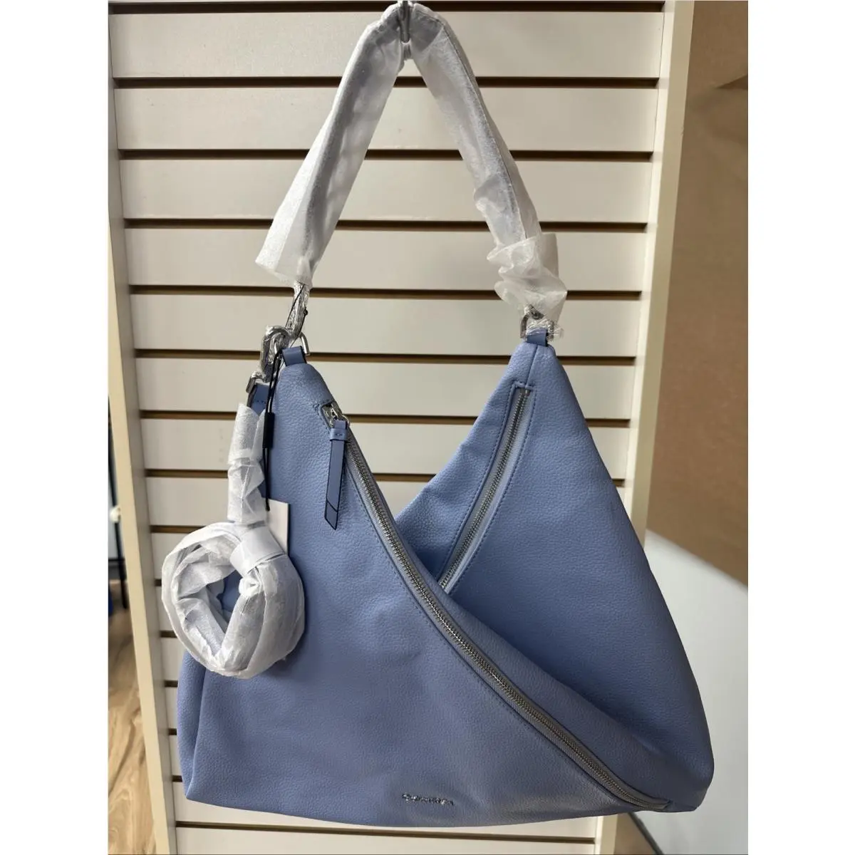Calvin Klein Geo Rocky Road Hobo Purse – Blue with Side Pocket