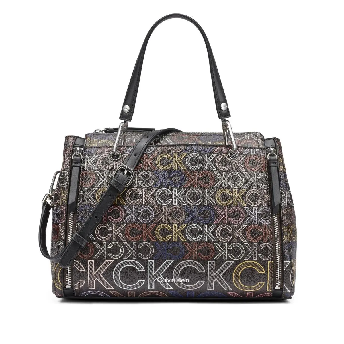 Calvin Klein Reyna Novelty Satchel Brown Multi One Size Multi