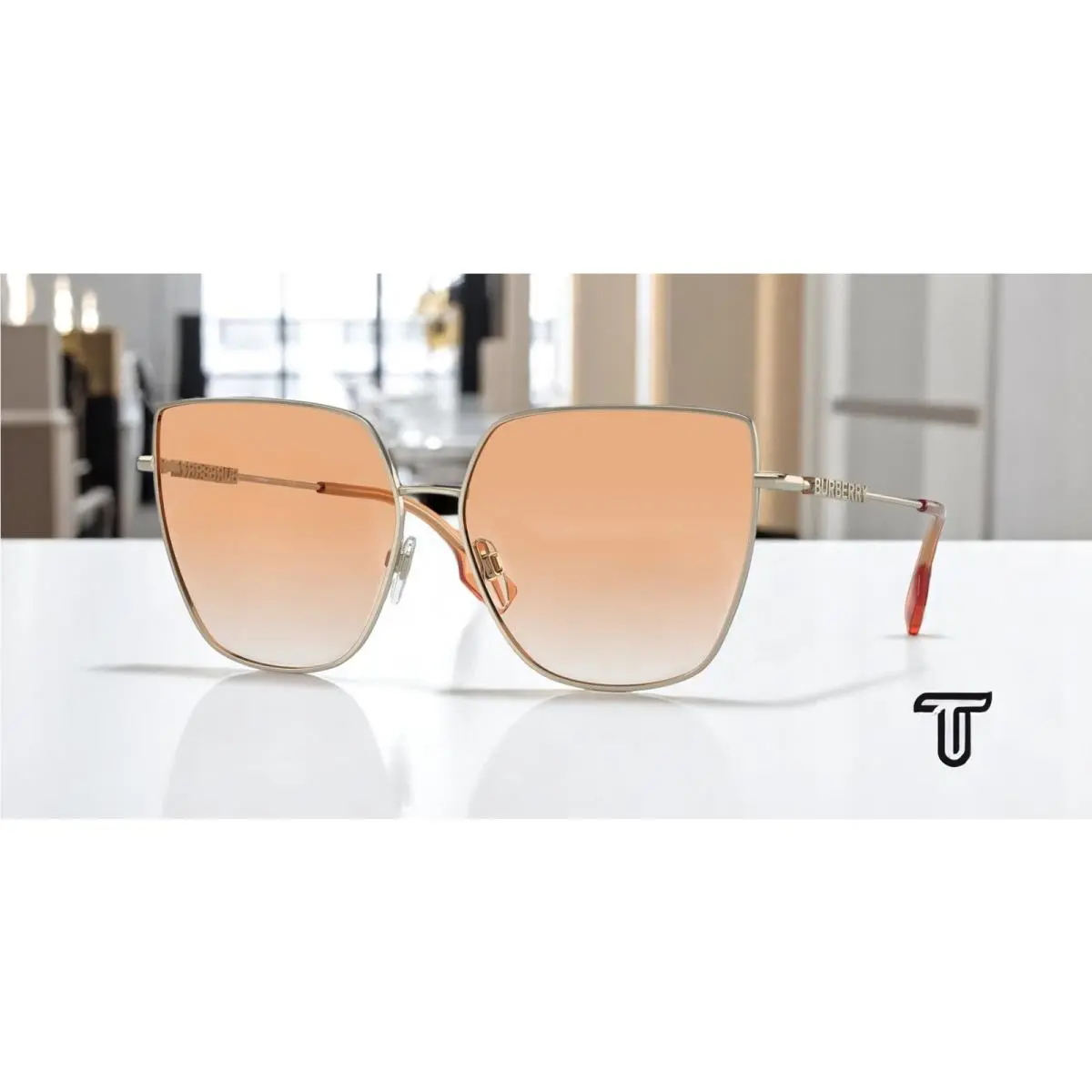 Burberry BE3143 1109V0 Alexis Light Gold Clear Grad Red 61 mm Women`s Sunglasses