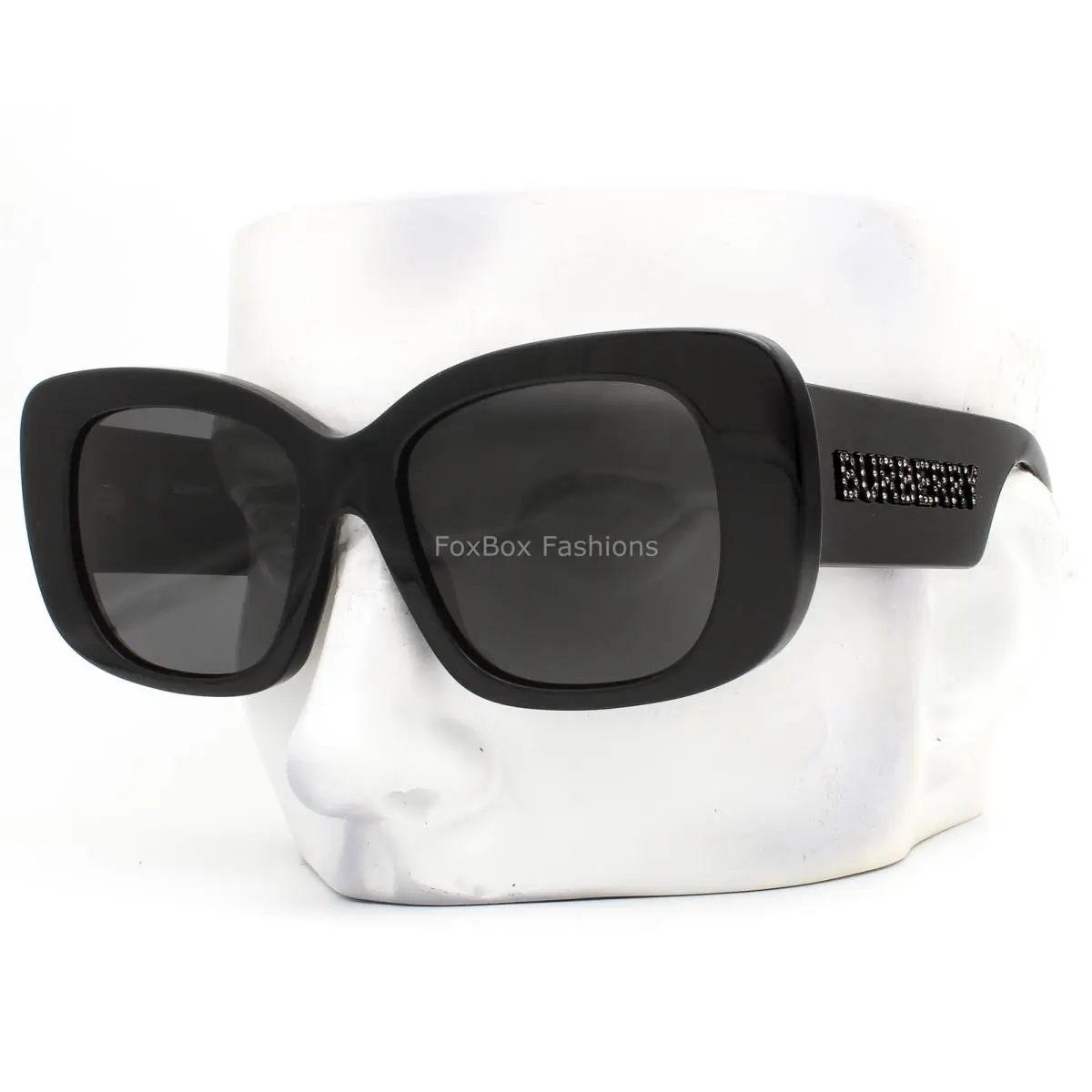 Burberry Sunglasses BE 4410 3001/87 Polished Black with Crystals with Case
