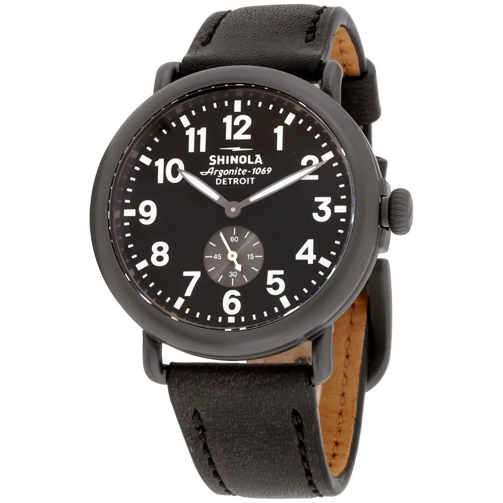 Runwell 41MM Men`s Watch Black Dial Quartz Movement Black Pvd by Shinola