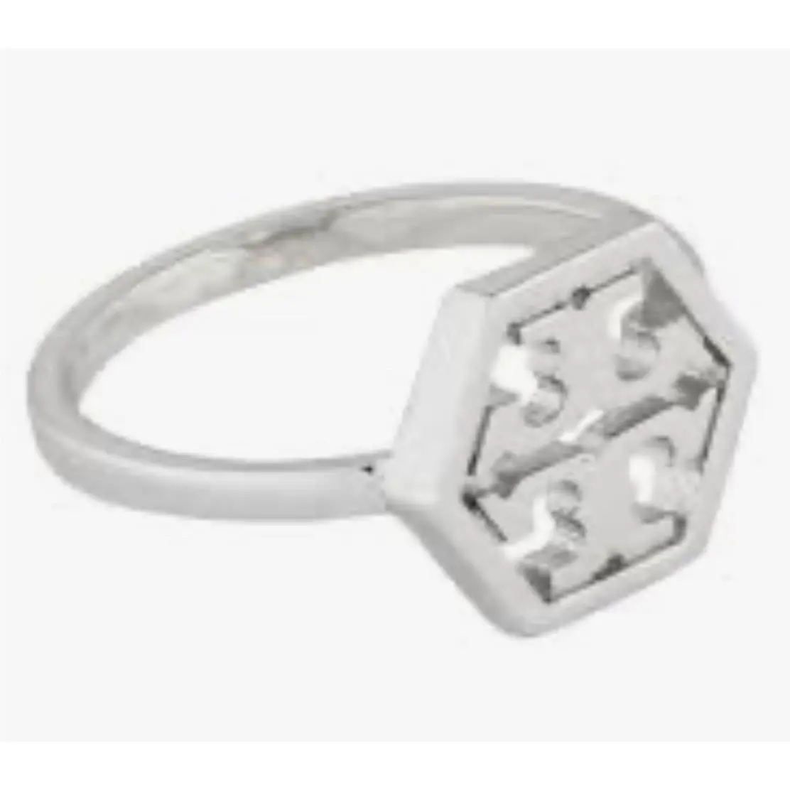 Silver Hexagon Ring Size 7 by Tory Burch