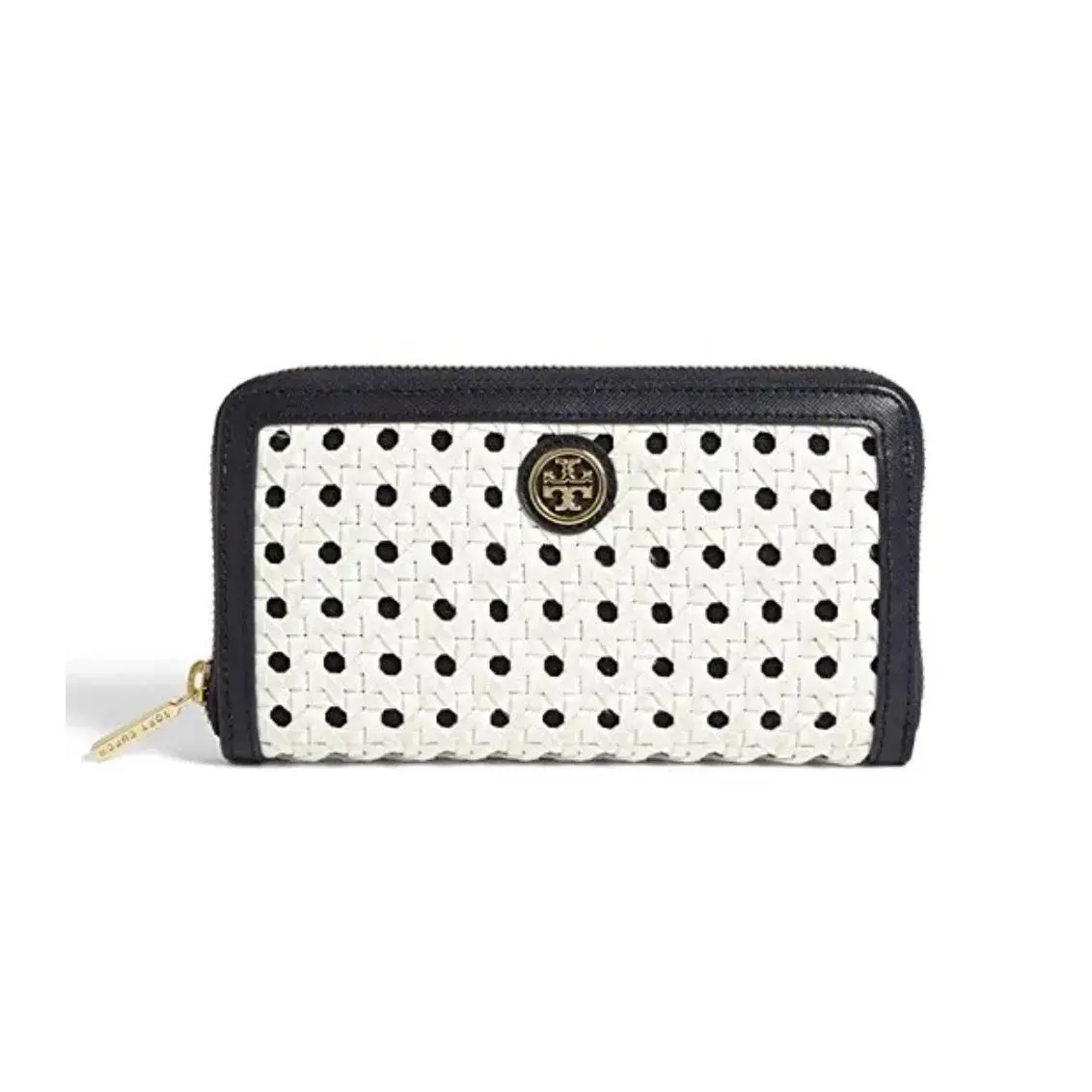 Tory Burch Basket Weave Leather Zip Around Continental Wallet