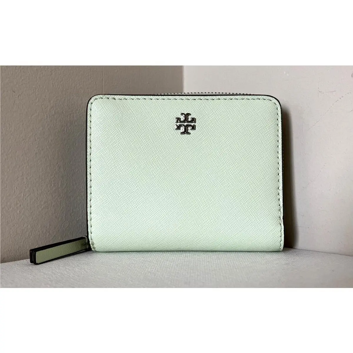 Tory Burch Emerson Mini Saffiano Leather Wallet Meadow Mist