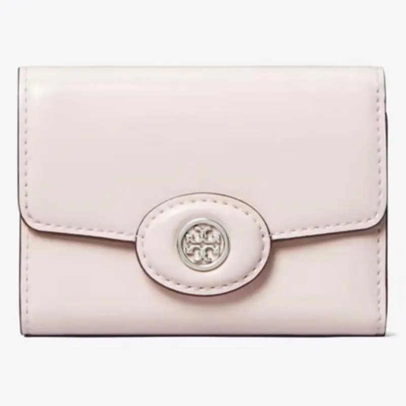 Tory Burch Small Robinson Spazzolato Wallet Powder Pink Patent Leather