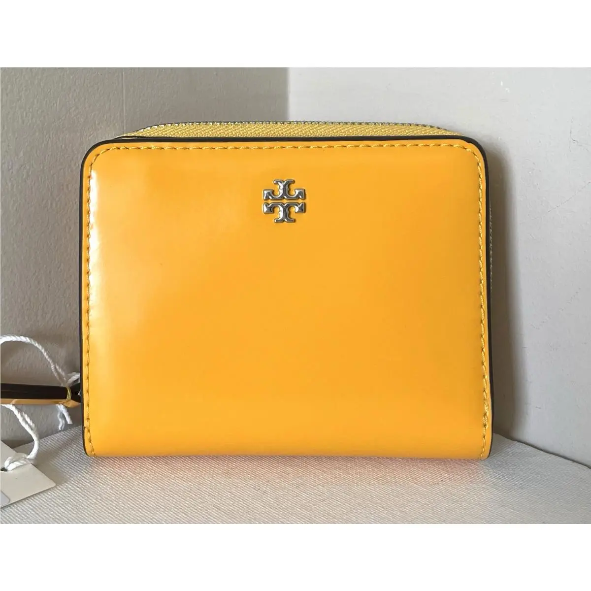 Tory Burch Emerson Mini Patent Leather Wallet Bright Squash
