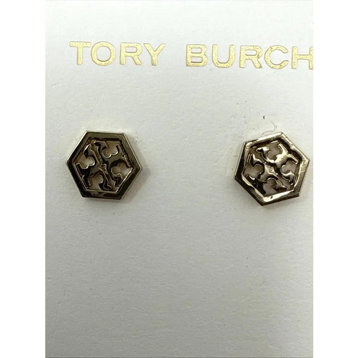 Hex-logo Stud Earrings Gold Color by Tory Burch