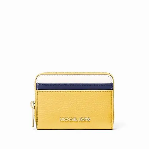 Michael Kors Jet Set Travel Medium Zip Around Card Case Wallet Daisy Yellow