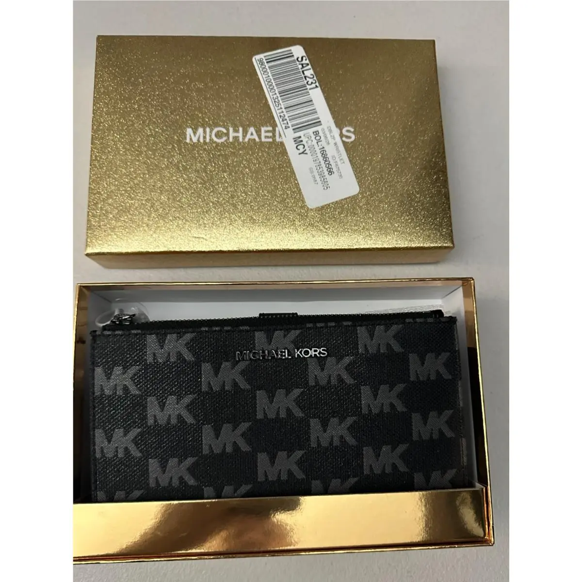 Michael Kors Jet Set Double-zip Black Sparkle Wristlet Phone Case Wallet