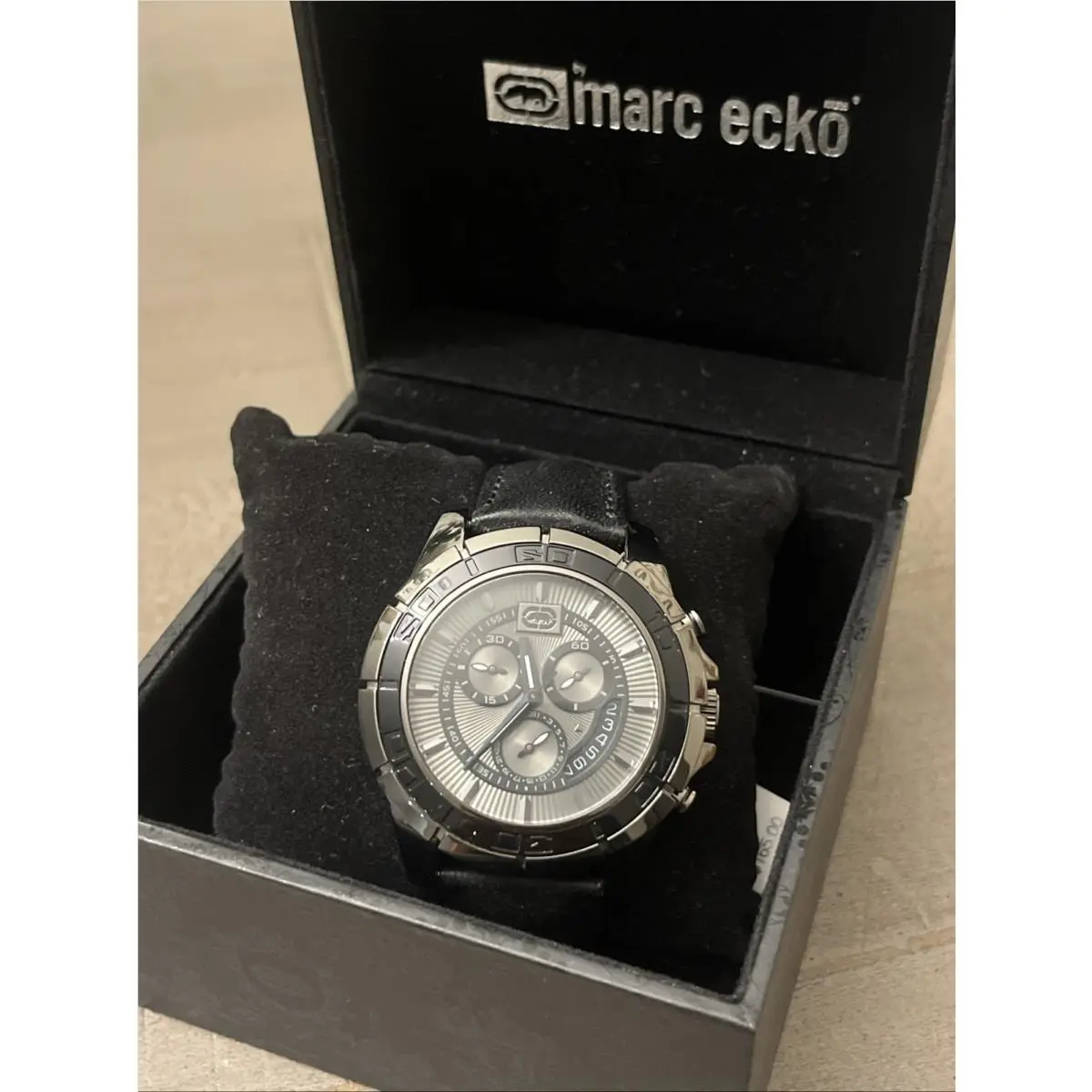 Watch E16503G1 Black Leather Band by Marc Ecko