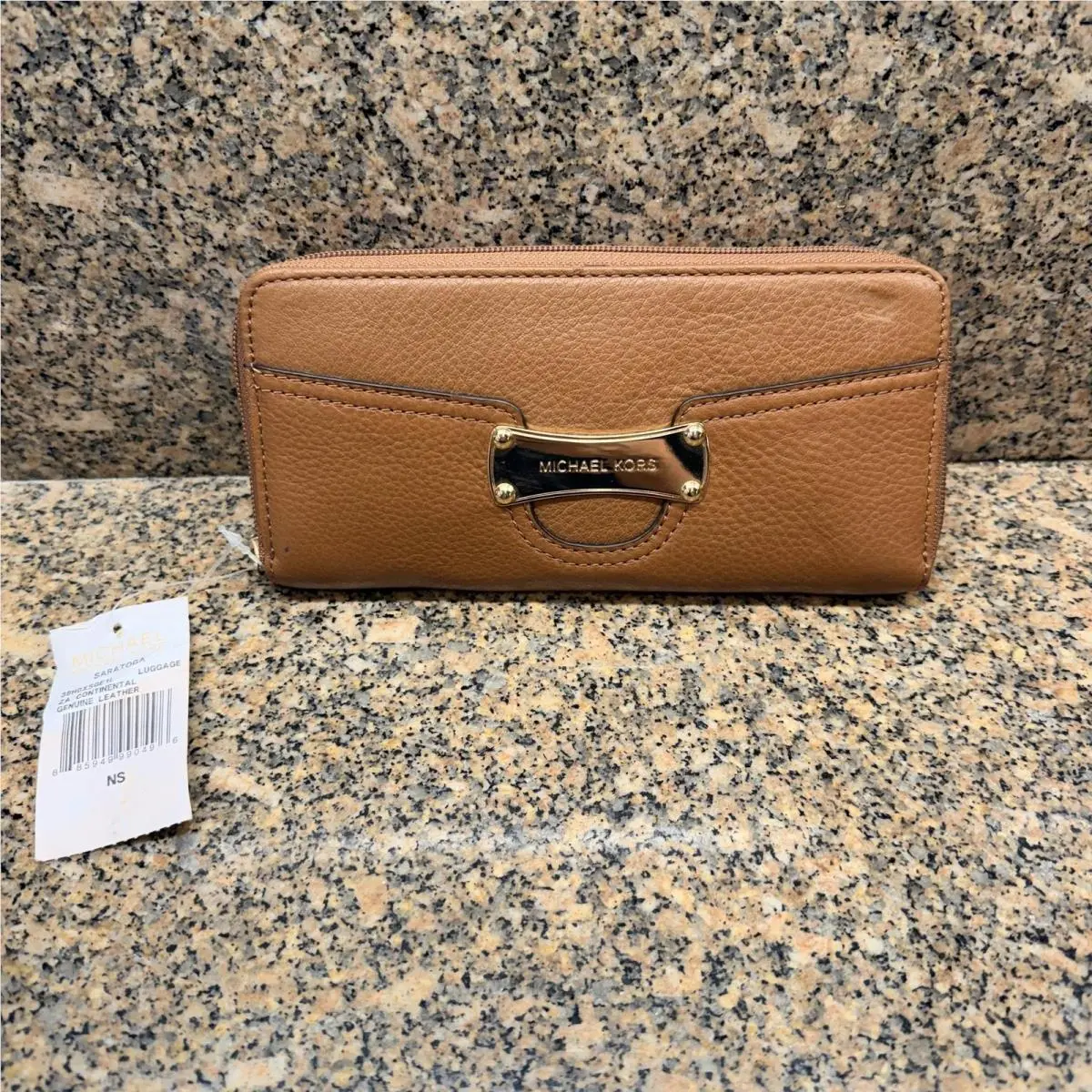 Michael Kors Saratoga Wallet Womens One Size Brown Zip Around Leather Logo