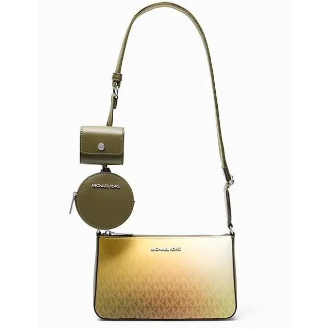 Michael Kors Jet Set Small Ombré Logo Crossbody Bag with Case Olive Multi