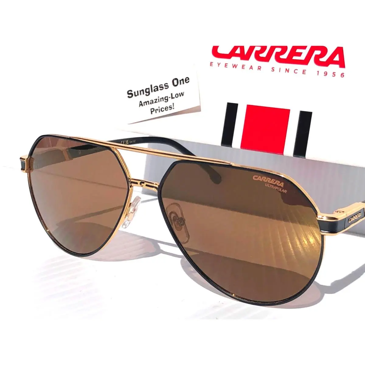 Carrera Matte Black Gold Polarized Brown Mirror Lens Sunglass 1067/S I46YL