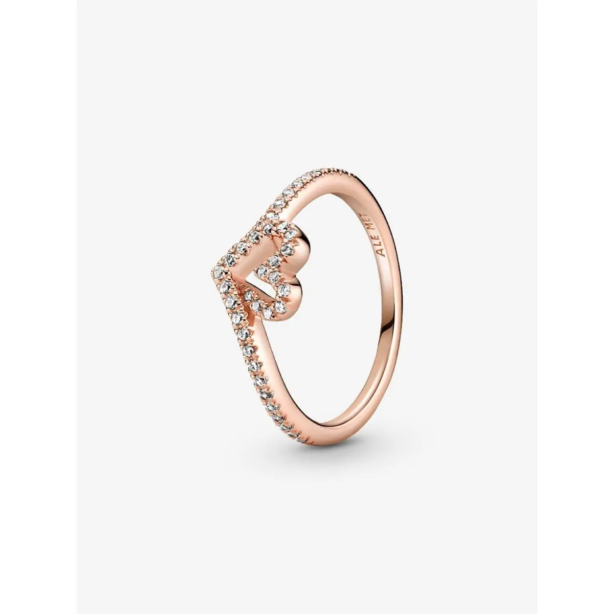 Sparkling Wishbone Heart Ring-189302C01 with Gift Box by Pandora