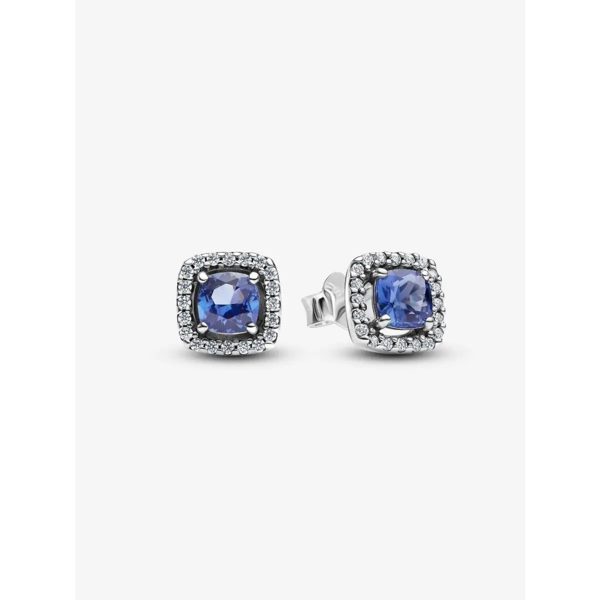 Sparkling Square Blue Halo Stud Earrings-293551C01 by Pandora