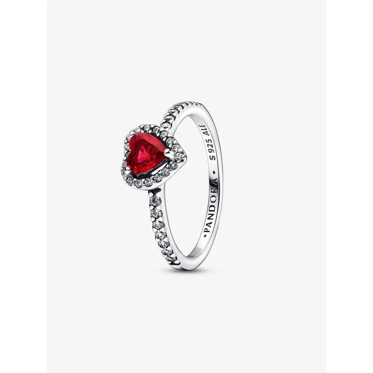 Elevated Heart Ring- 198421C01 198421C02 198421C03 Silver + Red Heart - 198421C02 by Pandora