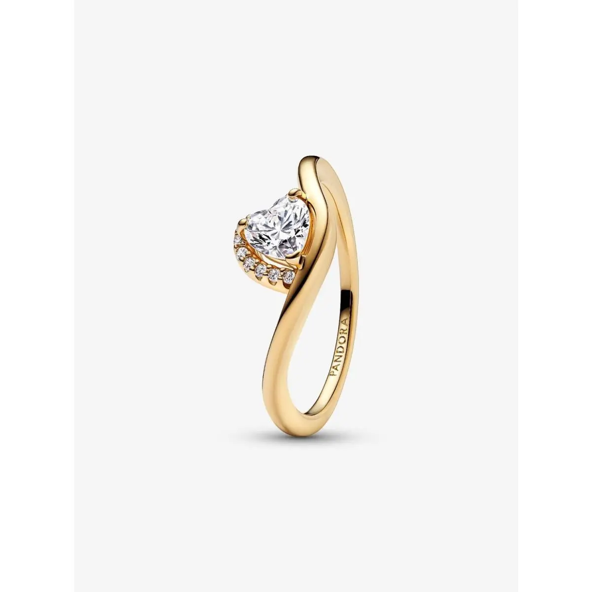 Wavy Pavé Heart Ring-193661C01 163660C01 Gold - 163660C01 by Pandora