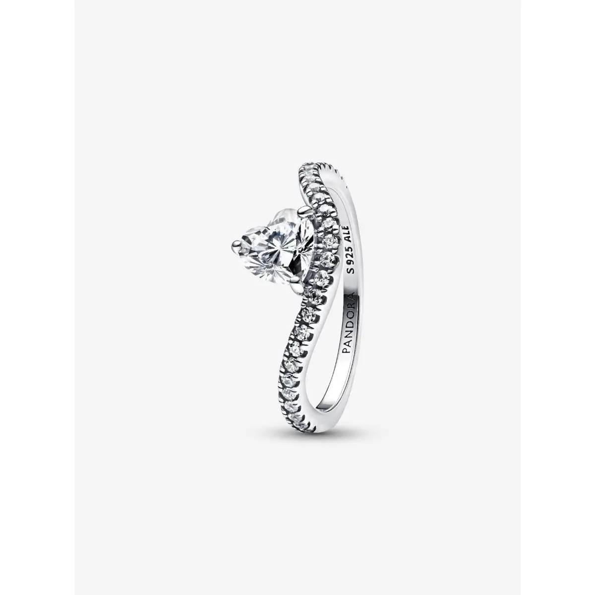 Wavy Pavé Heart Ring-193661C01 163660C01 Silver - 193661C01 by Pandora
