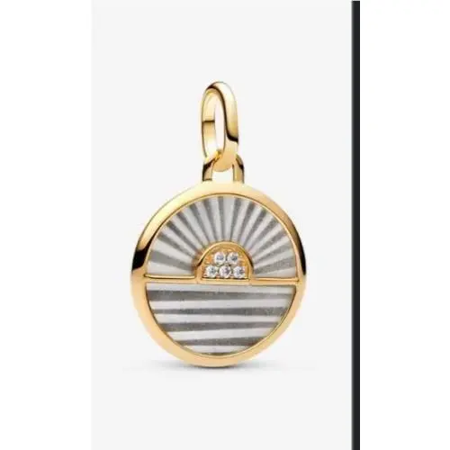 14k Gold Plated Sunrise Medallion Charm with Czs by Pandora