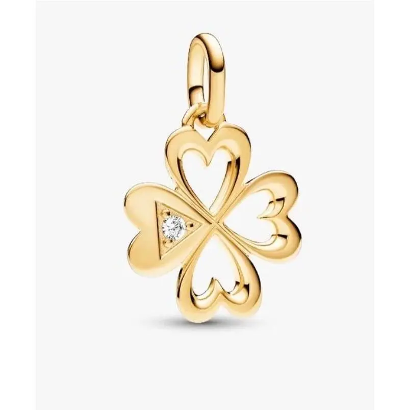 ME Heart Four Leaf Clover 14K Gold Lucky Medallion Dangle Charm by Pandora