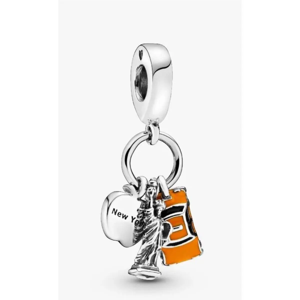 Nyc Big Apple Taxi Cab Statue Of Liberty Silver Dangle Charm by Pandora