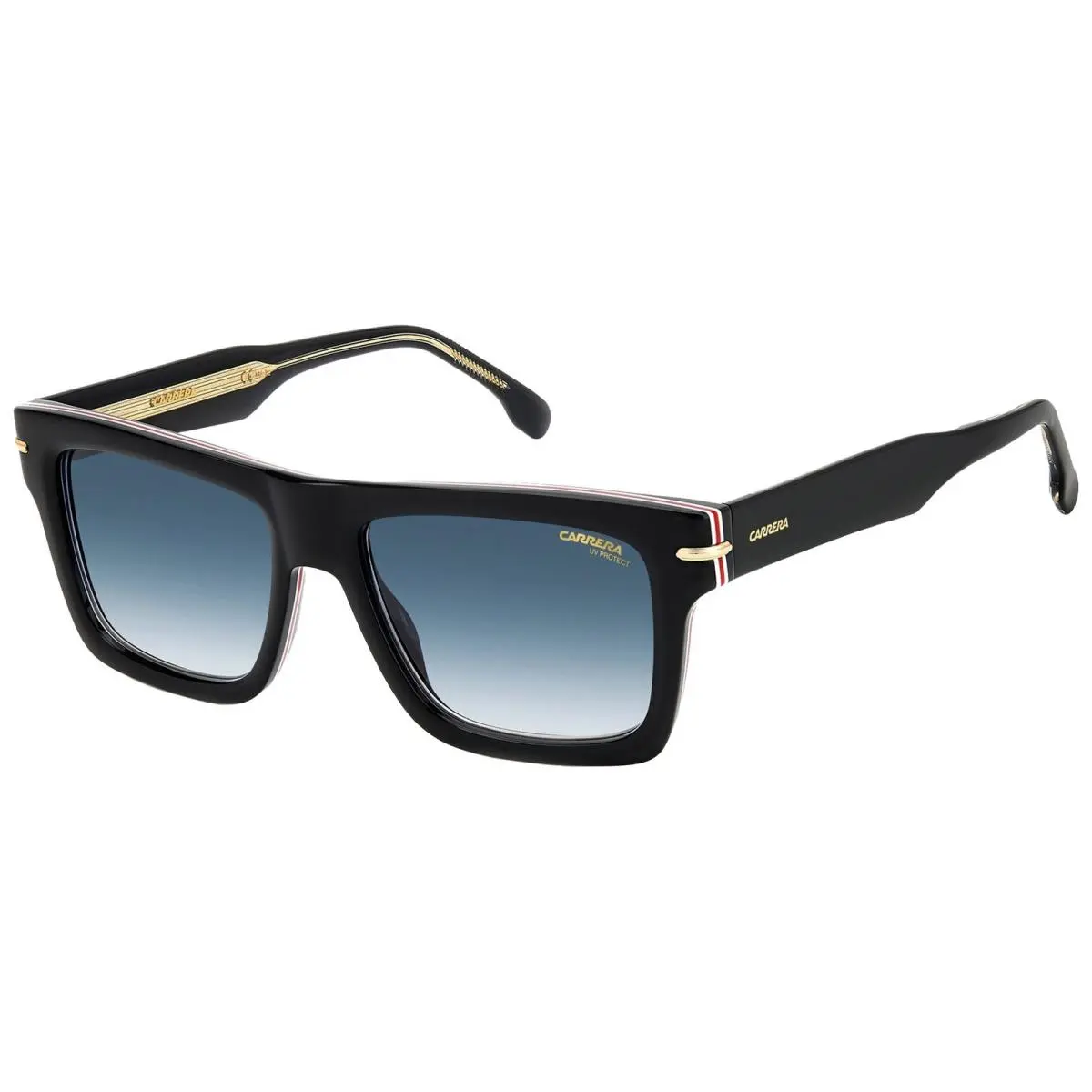 Carrera Striped Black Bold Square Sunglasses w/ Gradient Lens - CA305S-0M4P-54