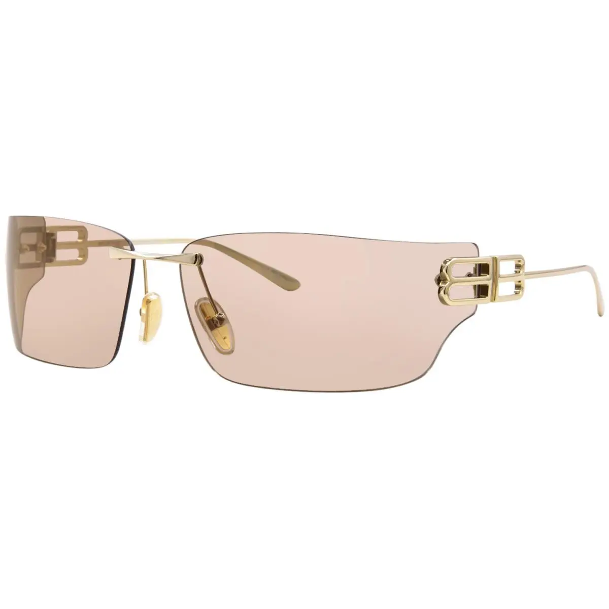 Balenciaga BB0485SA 002 Sunglasses Gold/pink Rectangle Shape 76mm