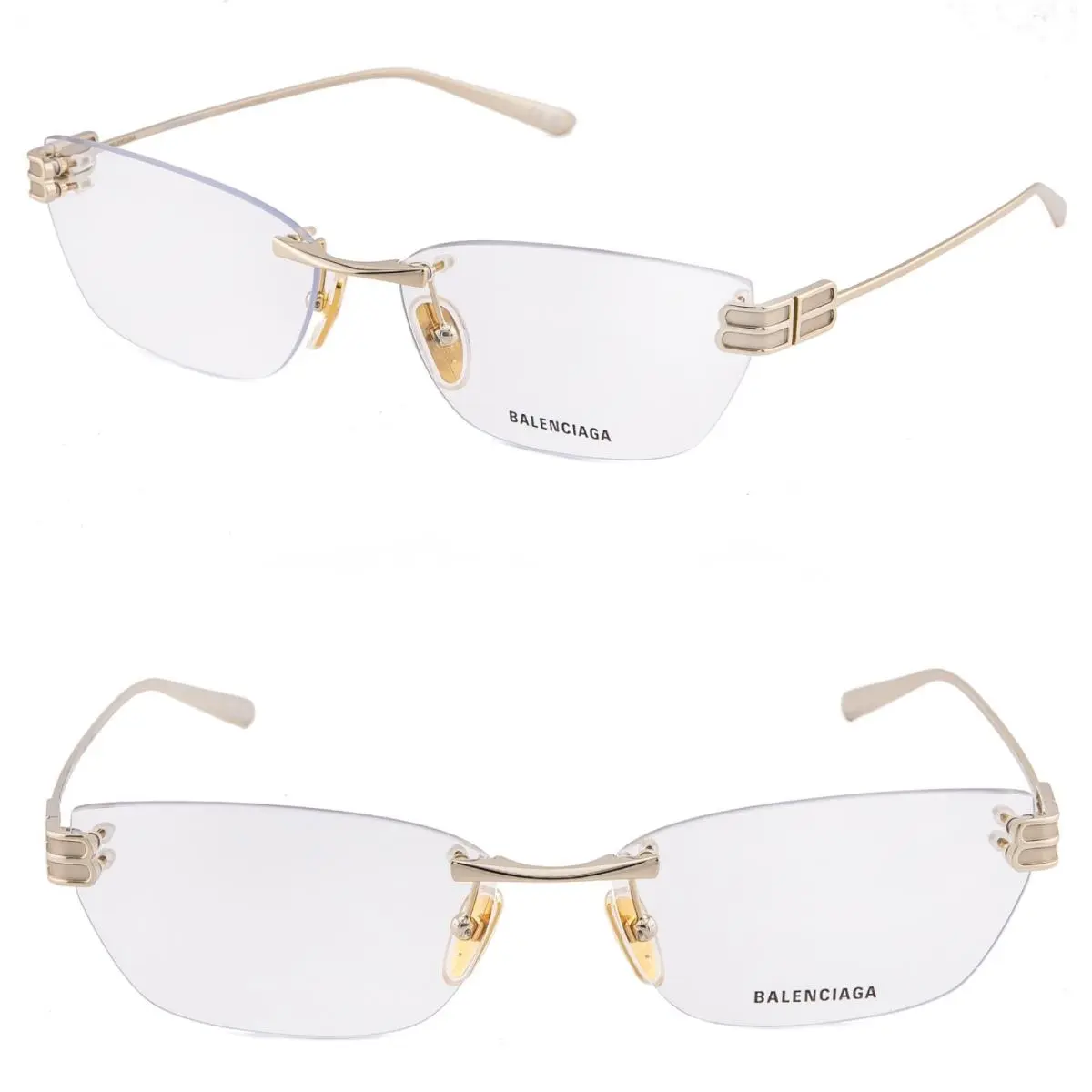 Balenciaga Logo 0490 Gold Rimless Metal Eyeglass 62mm BB0490O Optical Frame 004