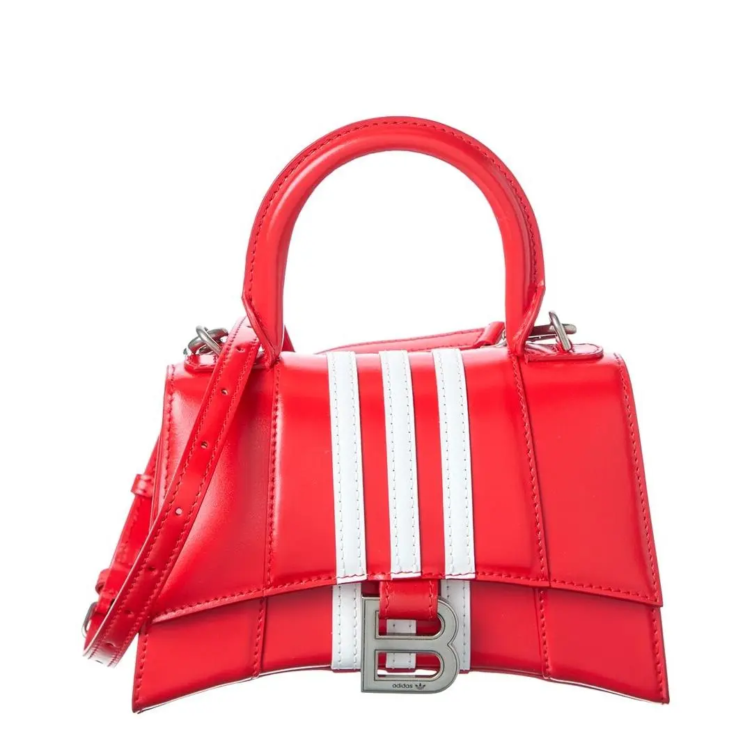 Balenciaga X Adidas Hourglass Xs Leather Top Handle Satchel Women`s Red