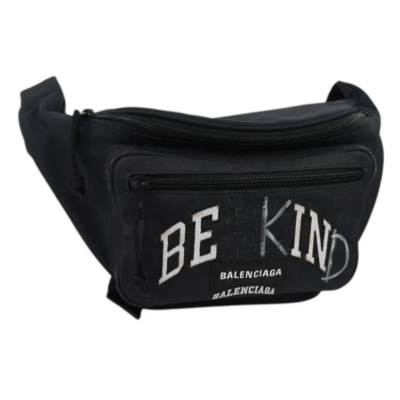 Balenciaga Black Explorer Distressed Canvas Sling Belt Bag Fanny Pack