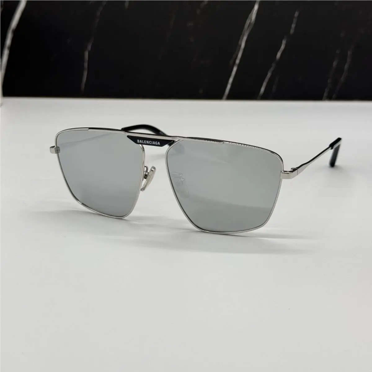 Balenciaga BB0246SA 002 Aviator Silver Sunglasses