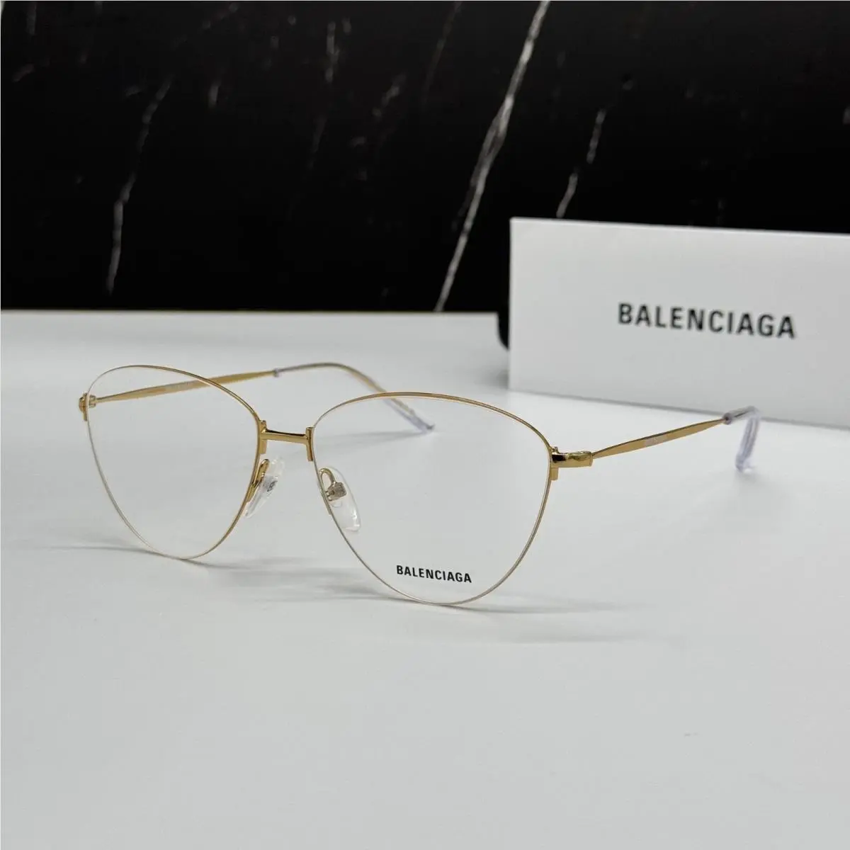 Balenciaga BB0034O 003 Cat Eye Gold Women Eyeglasses Balenciaga