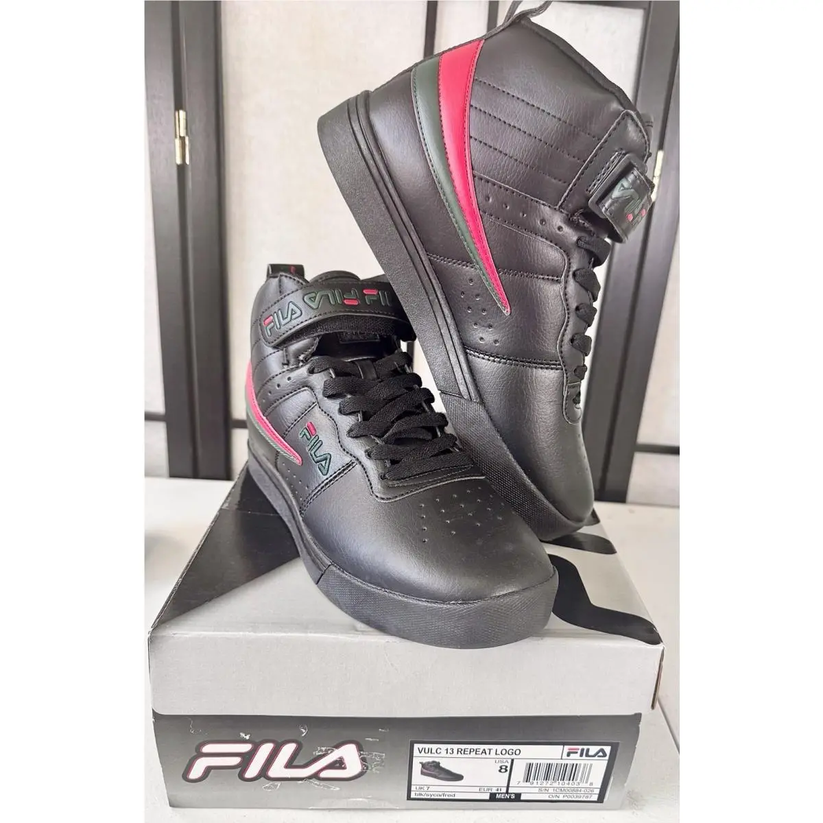 Fila Vulc 13 Repeat Logo Mens Black Lifestyle Sneakers Shoes Size 8