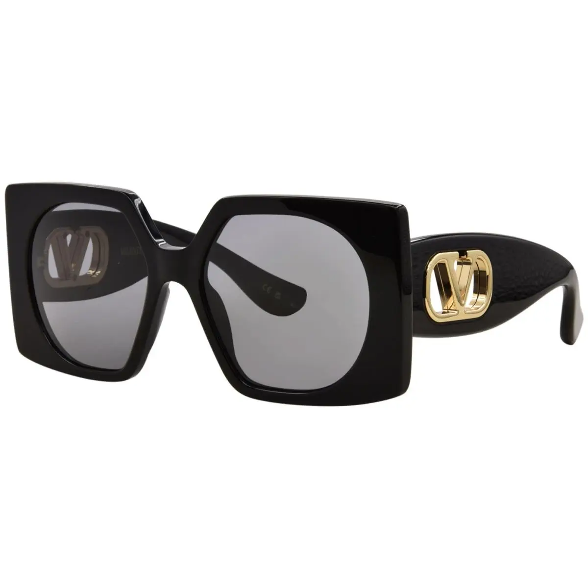 Valentino VG0002S 001 Sunglasses Women`s Black/gold/grey Rectangle Shape 55mm