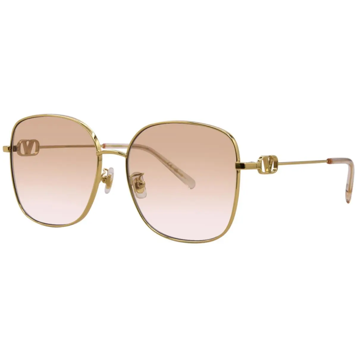 VG0042SK 003 Sunglasses Women`s Gold/pink Lenses Round Shape 59mm by Valentino